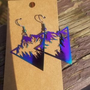 Color Changing Rainbow Stainless Steel Mountain Range Earrings